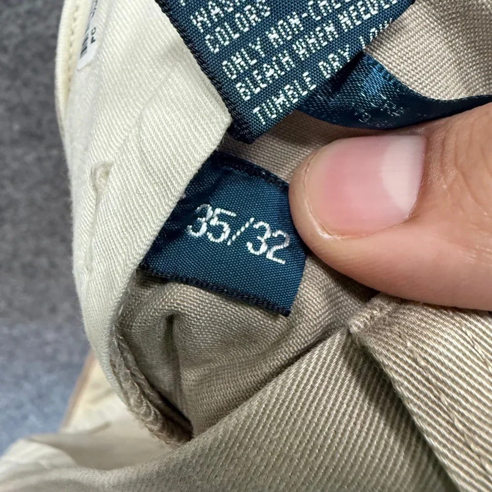 Polo Ralph Lauren Chino Pants Mens 35x32 Tan Pleated Classic Khaki‎ Trousers